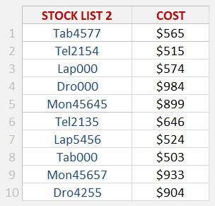 Match Two Lists With The MATCH Function