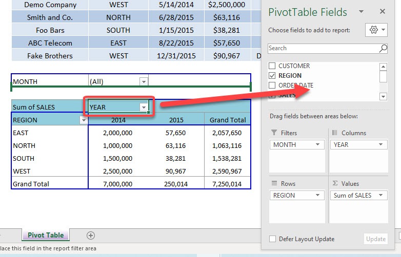 Classic Pivot Table Layout View