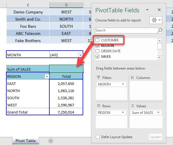 Classic Pivot Table Layout View