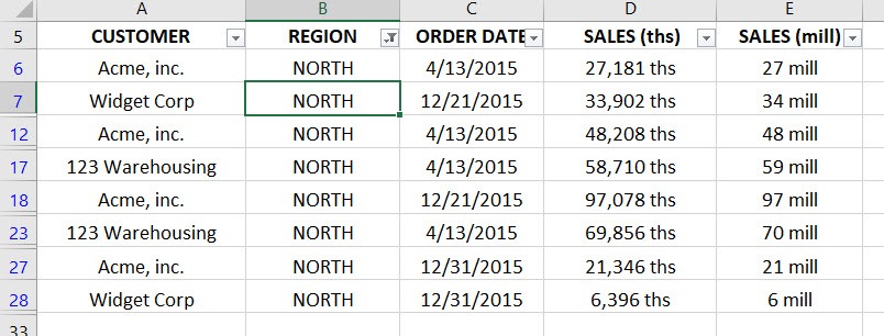 Excel Filter by Selection