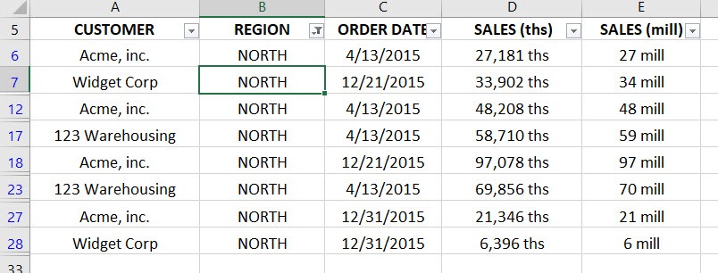 Excel Filter by Selection