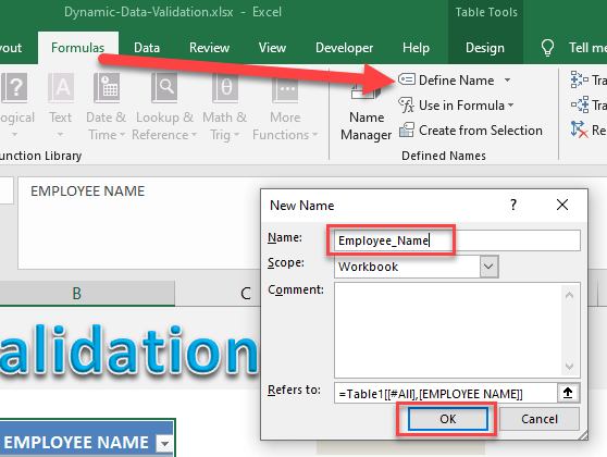 Dynamic Data Validation List