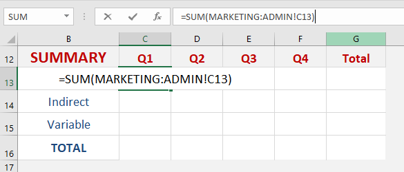 Consolidate with 3D Formulas in Excel