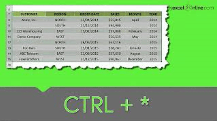 CTRL + *: Highlight All Your Data