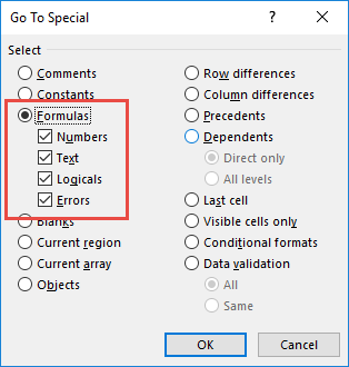 Highlight All Excel Formula Cells