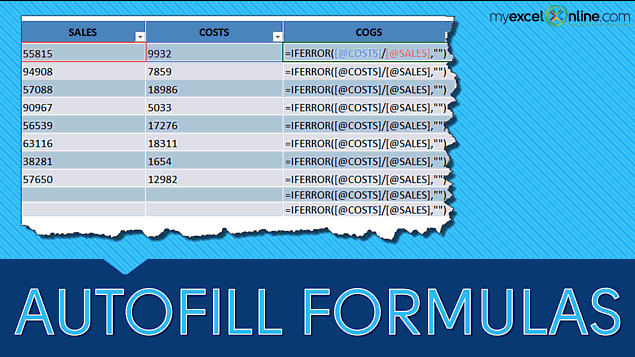 Autofill Formulas in an Excel Table