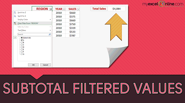 Excel Subtotal Function – Filtered or Visible Values