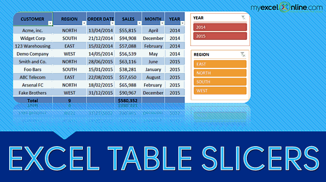 Excel Table Slicers