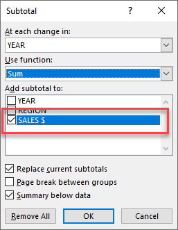 Excel's Subtotal Feature