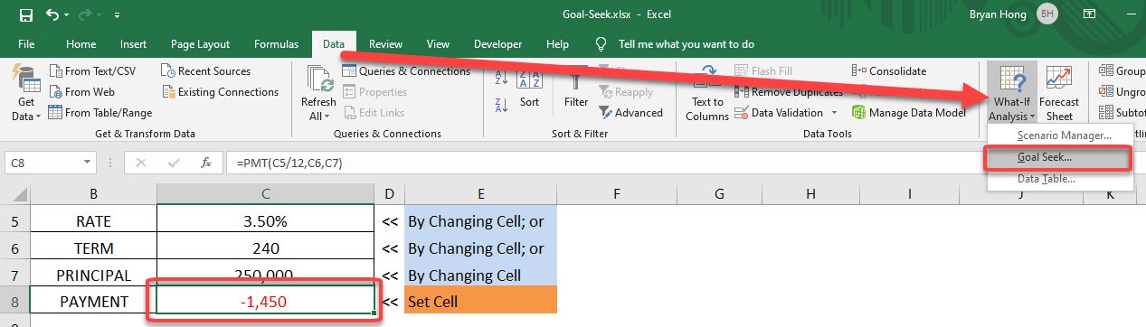 Use Excel Goal Seek To Find The Formula Result You Want