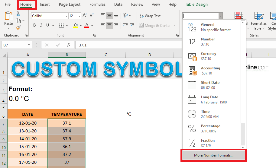 Create Custom Symbols in Excel based on Numbers
