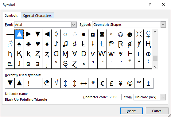 Excel Formula Symbols Chart