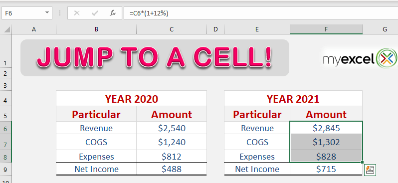 Jump To A Cell Reference Within An Excel Formula | MyExcelOnline