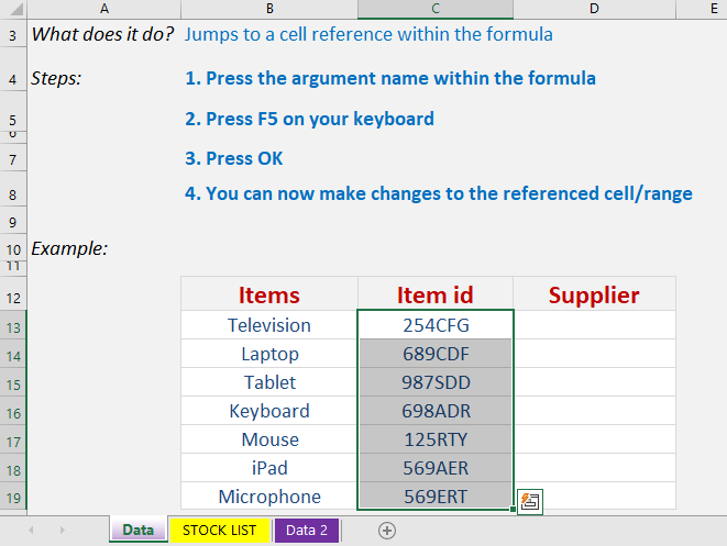 Jump To A Cell Reference Within An Excel Formula