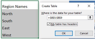 Dynamic Data List using Excel Tables