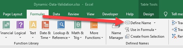 Dynamic Data List using Excel Tables