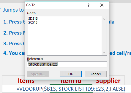 Excel Cell Reference