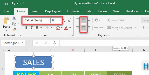 Excel Hyperlinks: Buttons