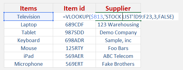 Excel Cell Reference