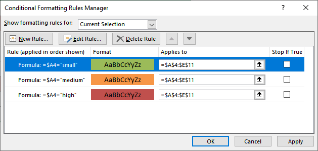 Conditonal Format a Drop Down List