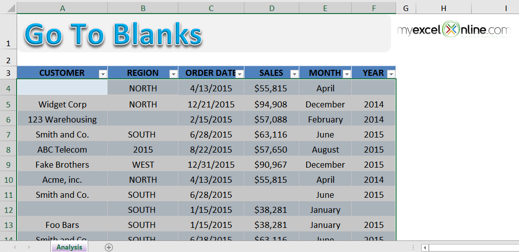 Find Blank Cells