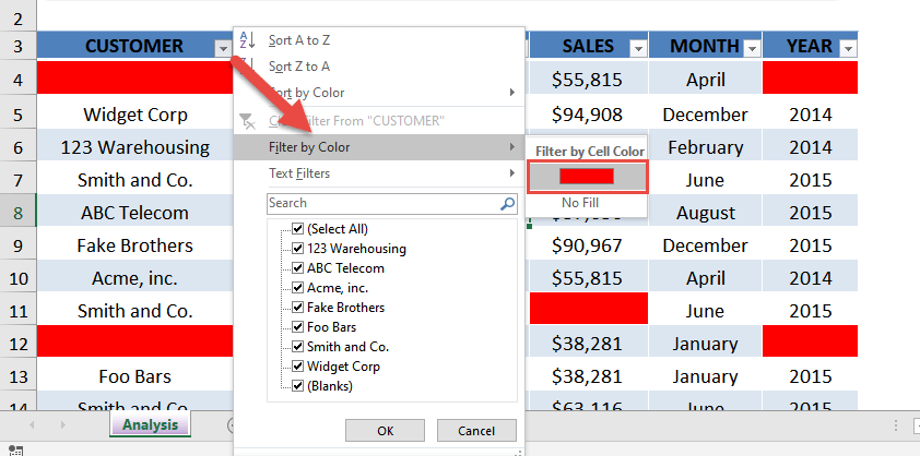 Find Blank Cells In Excel With A Color