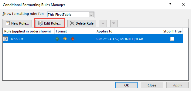 Icon Sets in Pivot Table