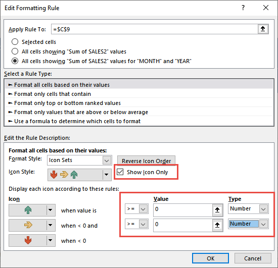 Icon Sets in Pivot Table