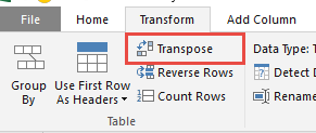 Transpose Using Power Query