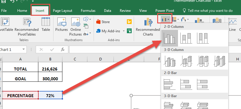 Thermometer Chart In Excel 2016