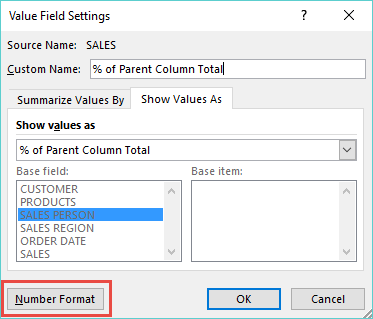 Show The Percent of Parent Column Total With Excel Pivot Tables