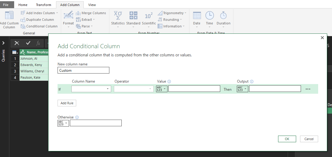 Excel Power Query Conditional Column