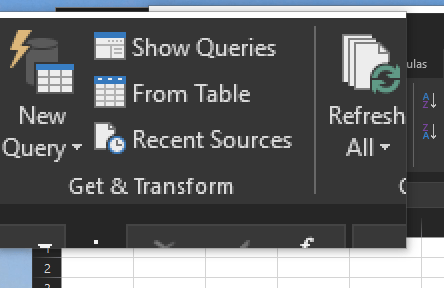 Get & Transform Icon in Excel 2016