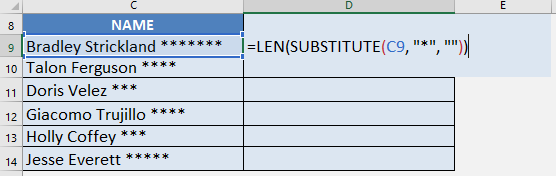 Count Text Occurrences with Excel's SUBSTITUTE Formula