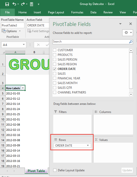 Group Sales by Weeks With Excel Pivot Tables