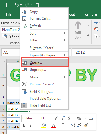 Group By Month, Year & Week With Excel Pivot Tables