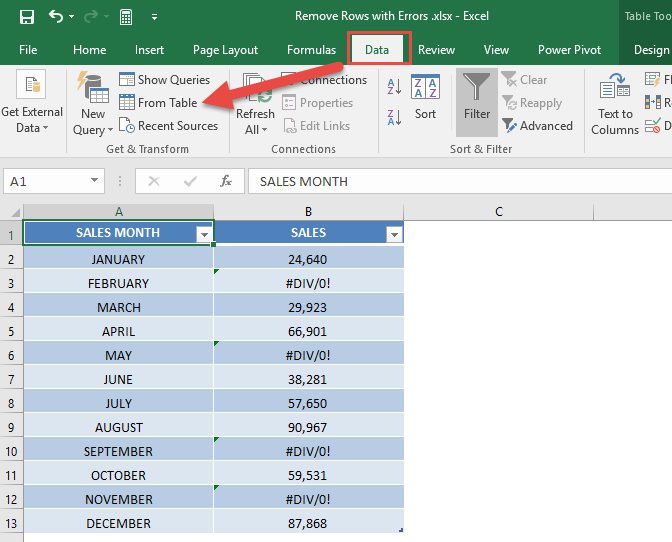 Remove Rows With Errors Using Power Query