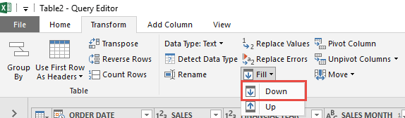 Fill Down Values Using Power Query