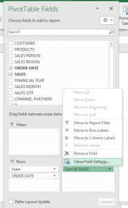 Group By Quarters and Years With Excel Pivot Tables