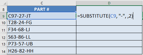 Remove Second Hyphen with Excel's SUBSTITUTE Formula