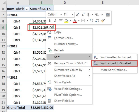 Sort by Largest or Smallest With Excel Pivot Tables