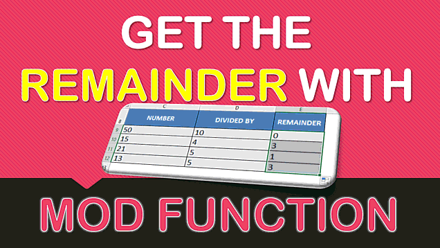How to get Remainder in Excel using MOD Formula | MyExcelOnline