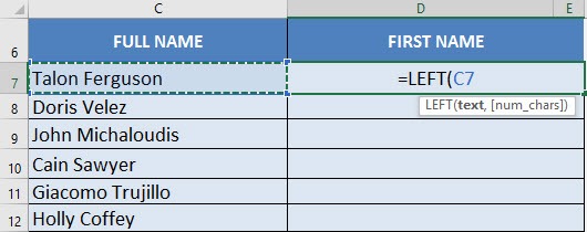Excel Extract First Name From Full Name | MyExcelOnline