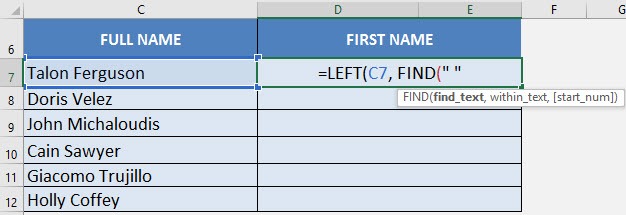 Excel Extract First Name From Full Name