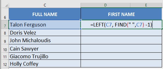 Excel Extract First Name From Full Name | MyExcelOnline