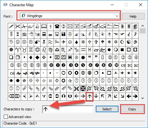 Wingdings And Webdings Chart