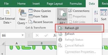 Refresh All for Excel Pivot Tables