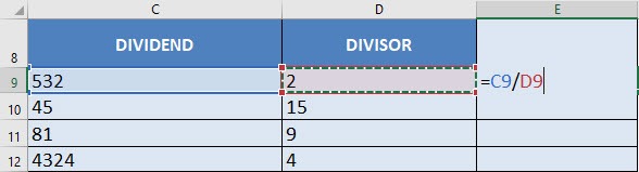 division formula