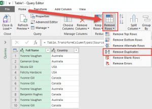 Excel Power Query Remove Duplicates | MyExcelOnline