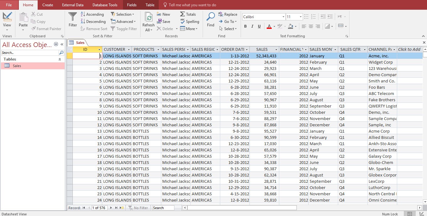 Access Pivot Chart Report